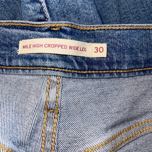 Levi's Womens Mile Jeans Size 30 Blue High Rise Wide Leg Cropped Cotton Blend - Picture 4 of 14